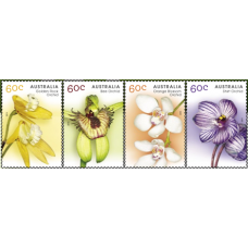 Australia: Native Orchids Gummed Strip of Stamps